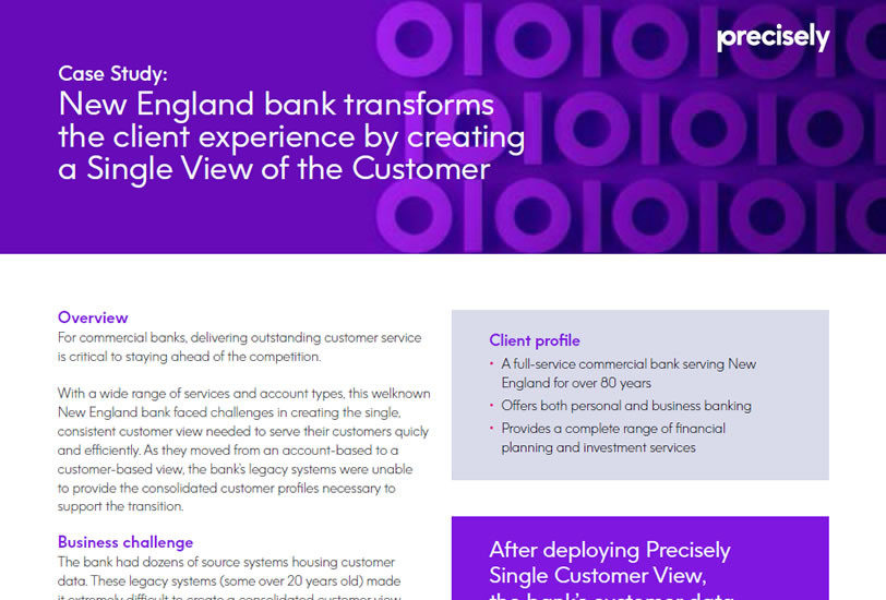 New England bank transforms the client experience by creating a Single View of the Customer