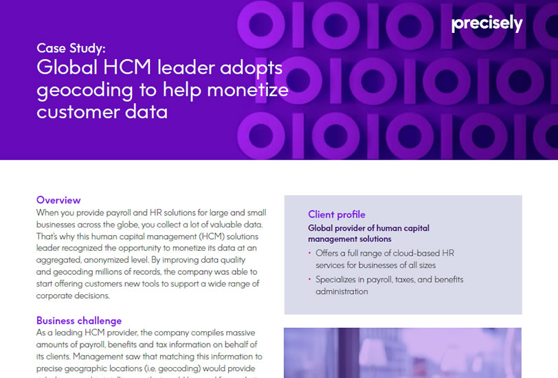 Global HCM leader adopts geocoding to help monetize customer data