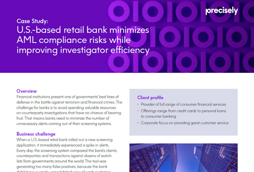 U.S.-based retail bank minimizes AML compliance risks while improving investigator efficiency
