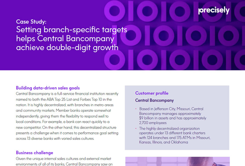 Central Bancompany Achieves Double-Digit Growth by Setting Bank Targets
