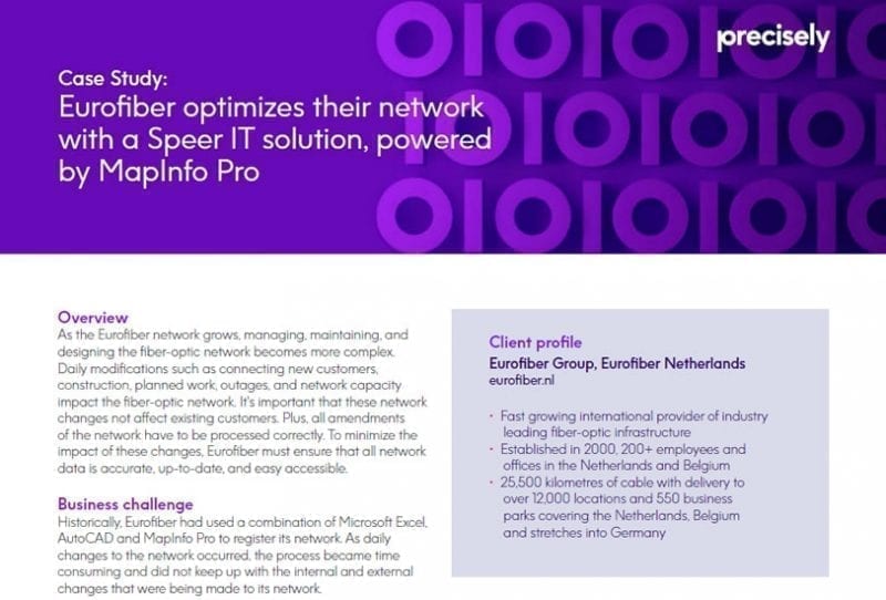 Eurofiber optimizes their network with a Speer IT solution, powered by MapInfo Pro