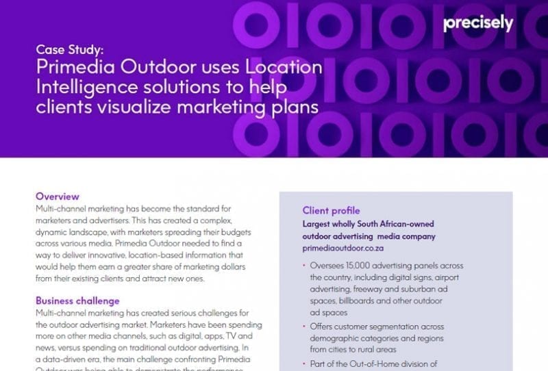 Primedia Outdoor uses Location Intelligence solutions to help clients visualize marketing plans