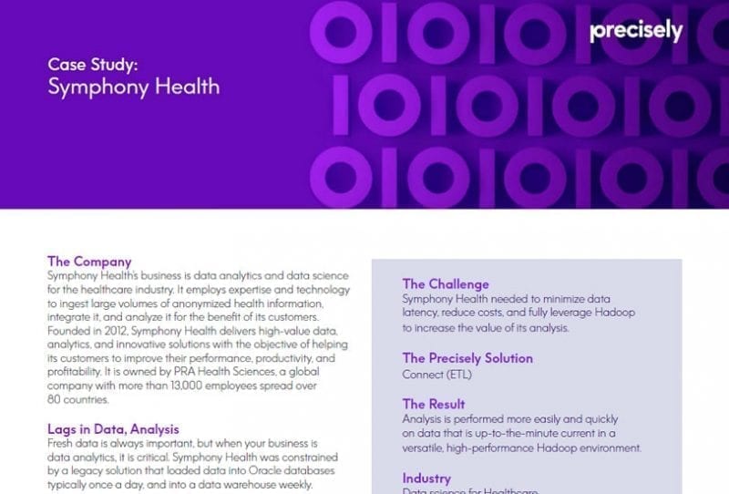 Symphony Health needed to minimize data latency, reduce costs, and fully leverage Hadoop to increase the value of its analysis.