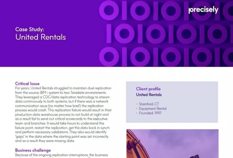 Integrating the Connect solution with our Teradata environment was by far the best IT investment for United Rentals in many years
