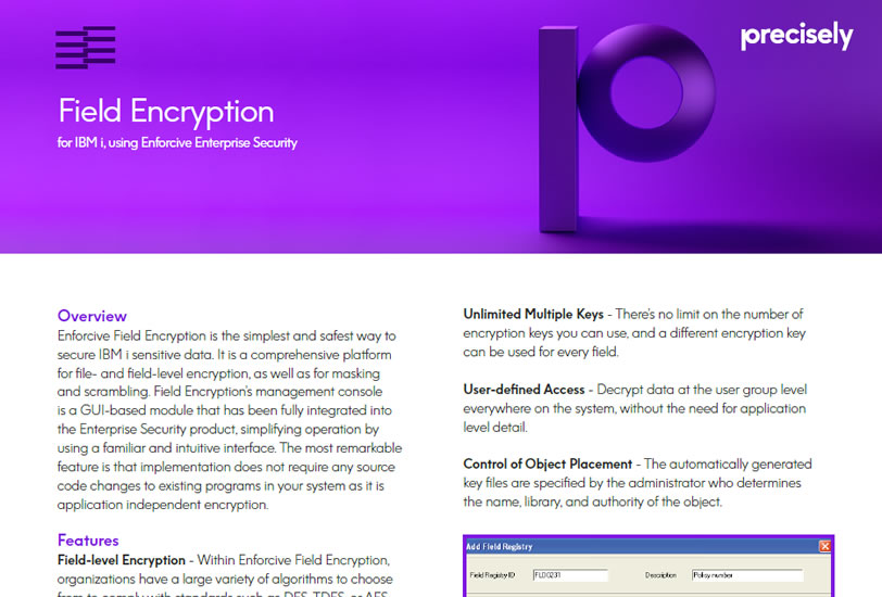 Field Encryption for IBM i, using Enforcive Enterprise Security