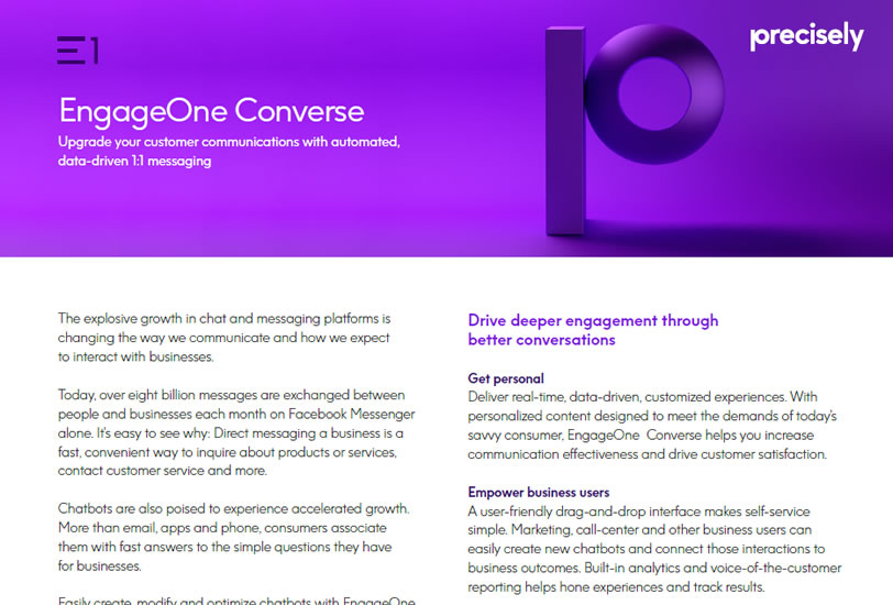 EngageOne Converse: Easily create, modify and optimize chatbots