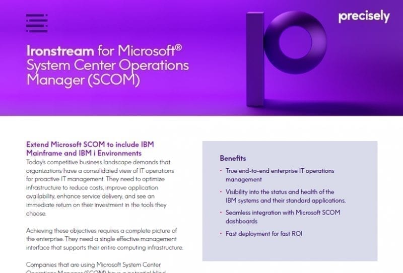 Ironstream for Microsoft System Center Operations Manager (SCOM)