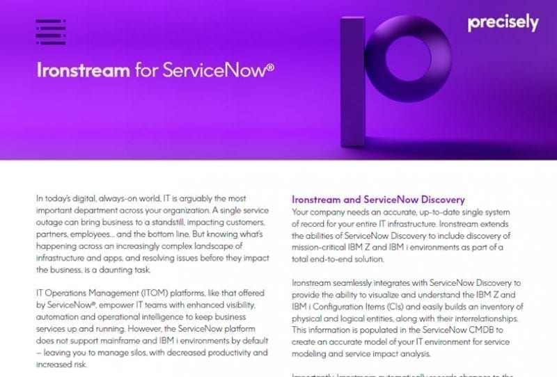 PS_Ironstream for ServiceNow_200513_E_final Ironstream for ServiceNow