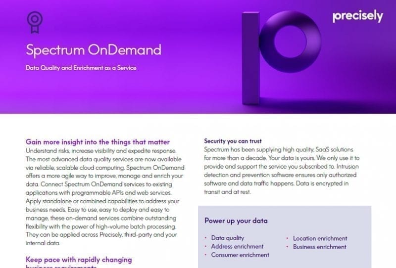 Spectrum OnDemand: Data quality and enrichment as a service.