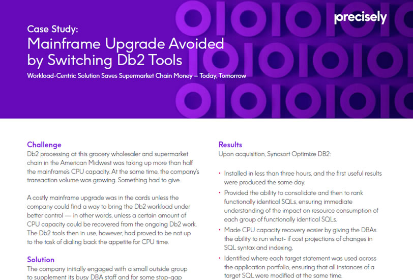 Supermarket Chain Switches Db2 Tools to Avoid Mainframe Upgrades