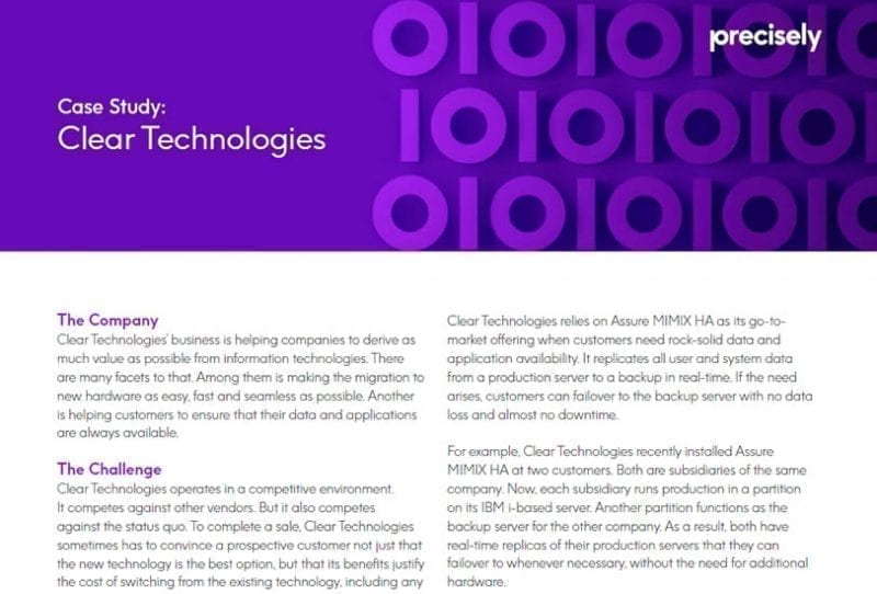 Clear Technologies - Assure MIMIX_HA Customer Story