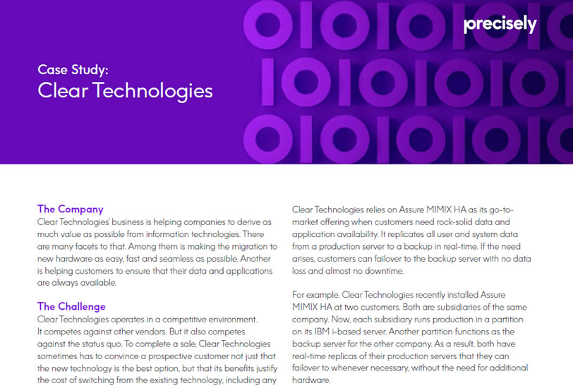 Clear Technologies - Assure MIMIX_HA Customer Story