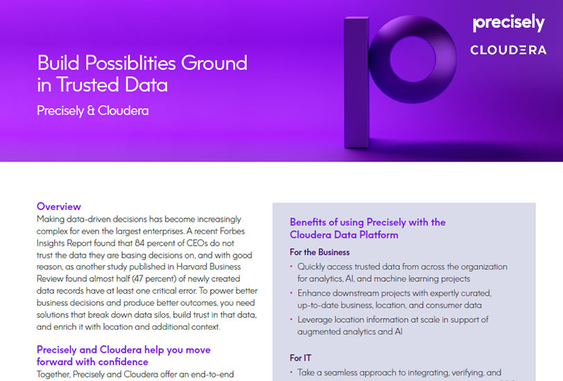 Build Possiblities Ground in Trusted Data with Precisely and Cloudera