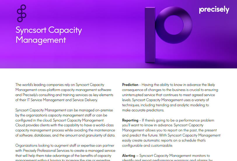 Syncsort Capacity Management Solution Sheet