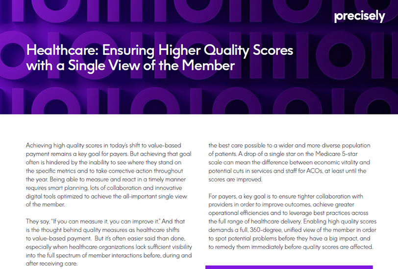 Healthcare Ensuring Higher Quality Scores with a Single View of the Member