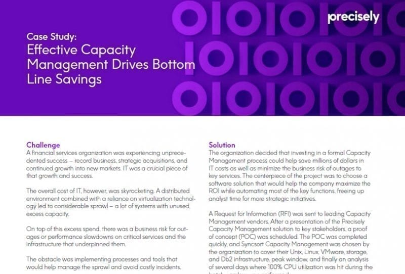 Effective Capacity Management Drives Bottom Line Savings