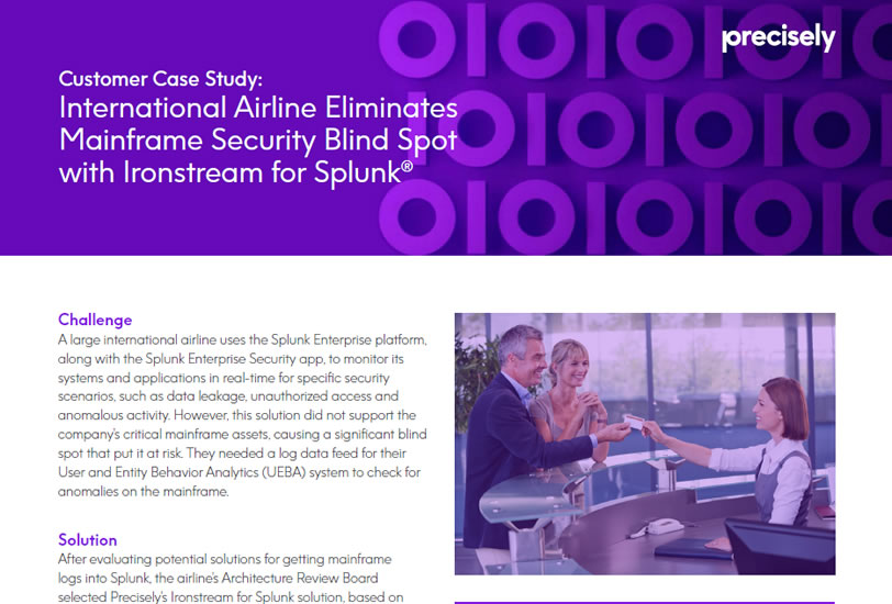 International Airline Eliminates Mainframe Security Spot with Ironstream for Splunk