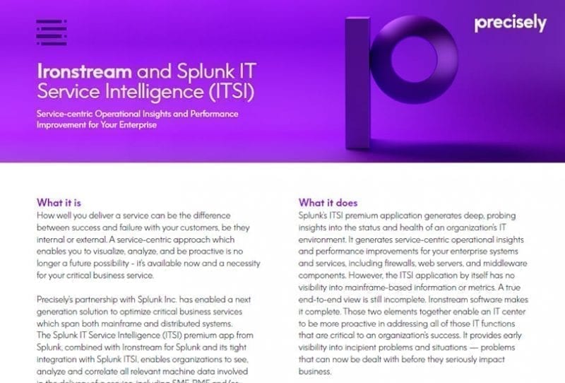 Ironstream IT Service Intelligence Ironstream IT Service Intelligence