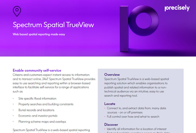 Spectrum Spatial TrueView - Web based spatial reporting made easy