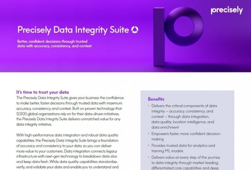 Precisely Data Integrity Suite Solution Sheet Precisely Data Integrity Suite