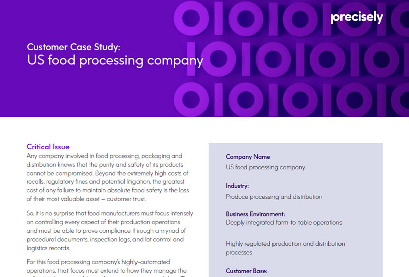 US food processing company - Customer Case Study