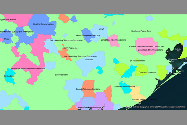 CarrierInfo provides information about the spatial extent of local and wireless telephone service providers.