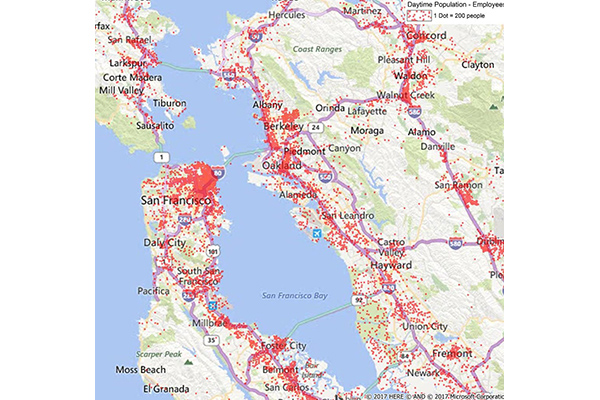 Population Data: Measure the Shift in Population Influx During the Day