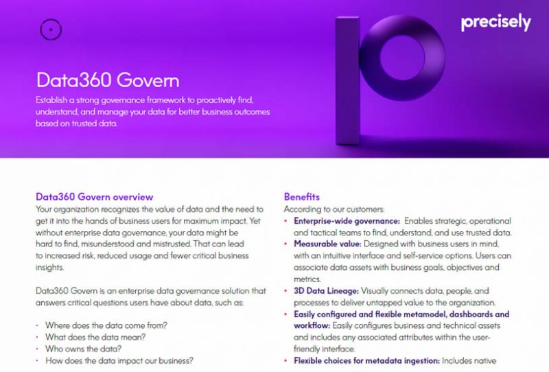 Precisely Data360 Govern Precisely Data360 Govern - data governance