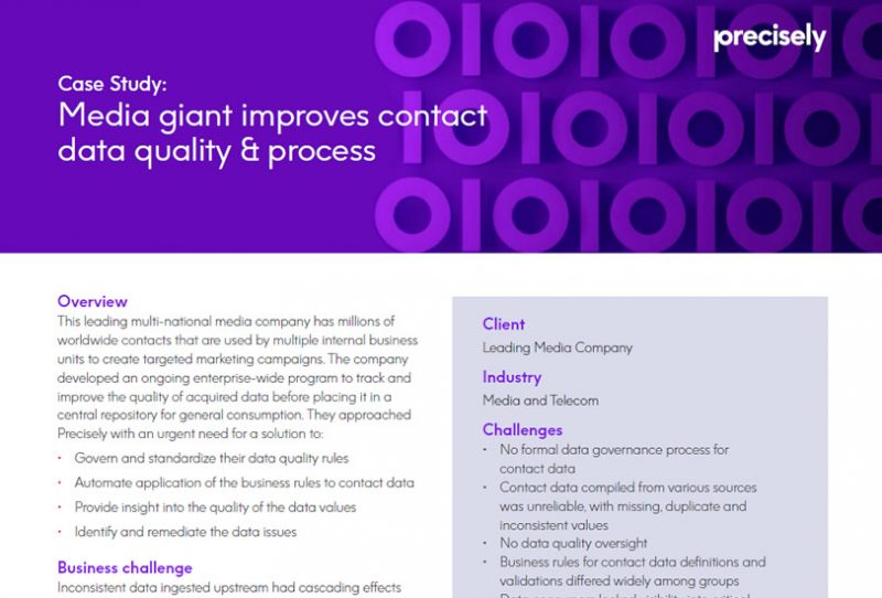Media Giant Improves Contact Data Quality & Process