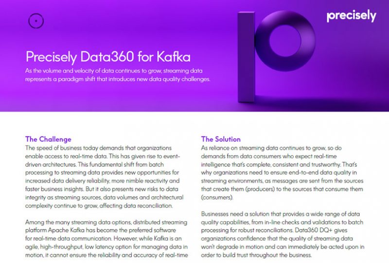 Precisely Data360 for Kafka Precisely Data360 for Kafka
