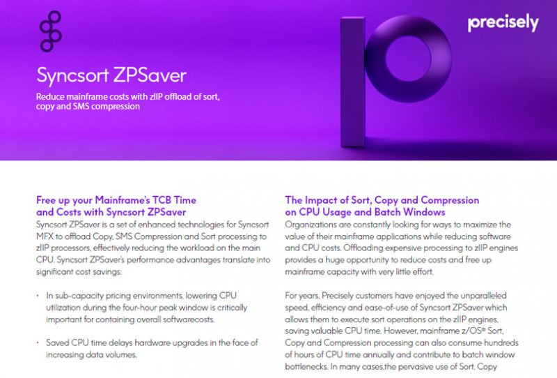 Syncsort ZPSaver Syncsort ZPSaver