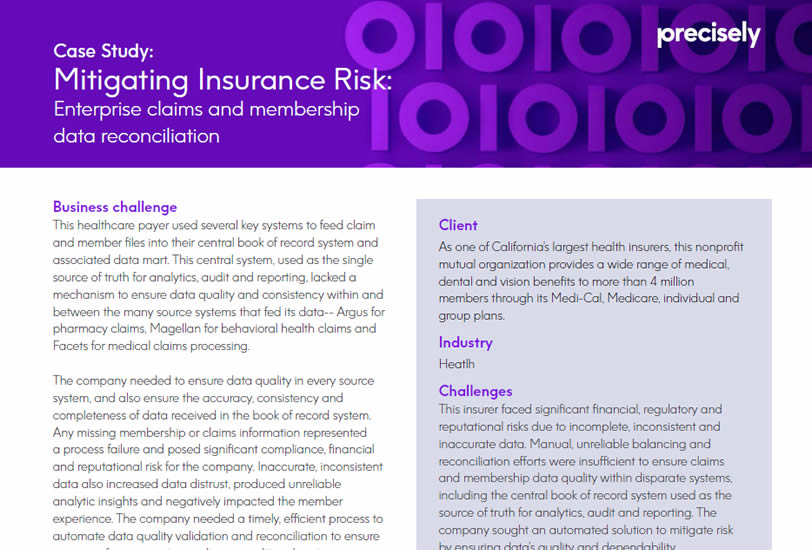 Mitigating Insurance Risk Enterprise Claims and Membership Data Reconciliation