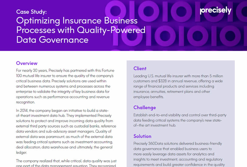 Optimizing Insurance Business Processes with Quality-Powered Data Governance