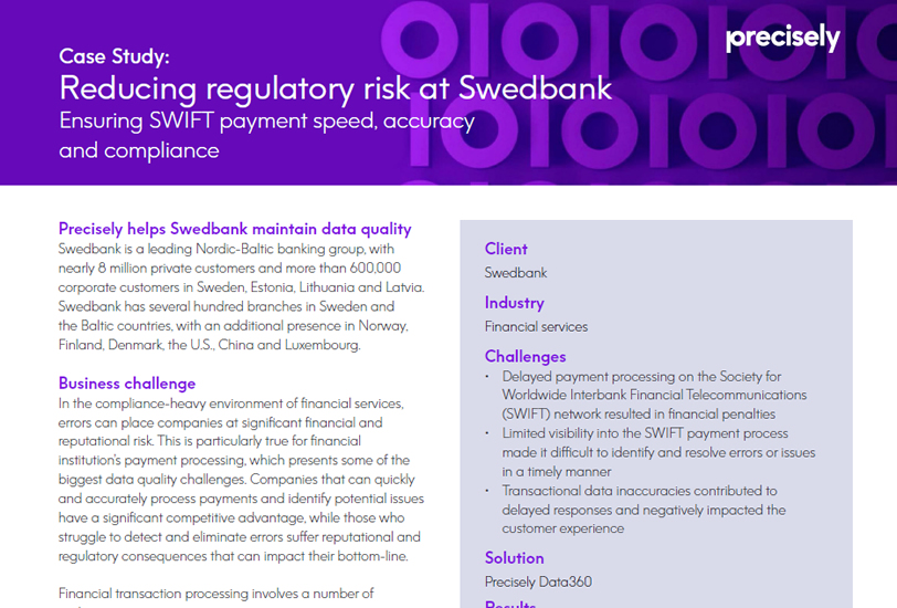 Swedbank Reduces Regulatory Risk