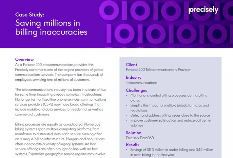 Billing Processing: Fortune 200 Telcom Saves Millions in Inaccuracies