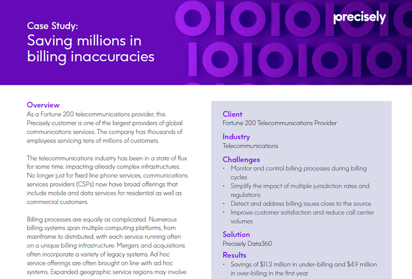 Billing Processing: Fortune 200 Telcom Saves Millions in Inaccuracies