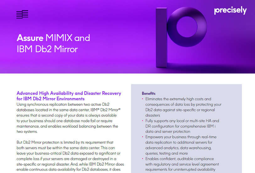 Assure MIMIX and IBM Db2 Mirror