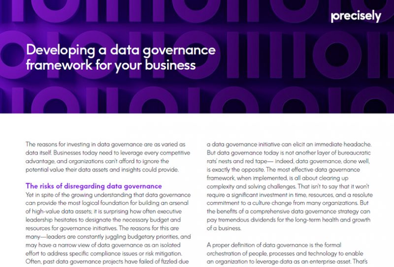 Developing a data governance framework for your business Developing a data governance framework for your business
