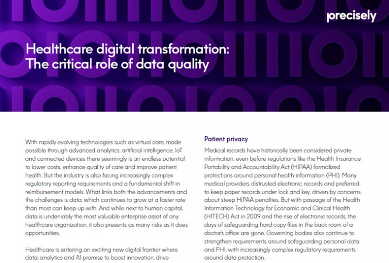 Healthcare Digital Transformation The Critical Role of Data Quality Healthcare Payers: Digital Transformation The Critical Role of Data Quality