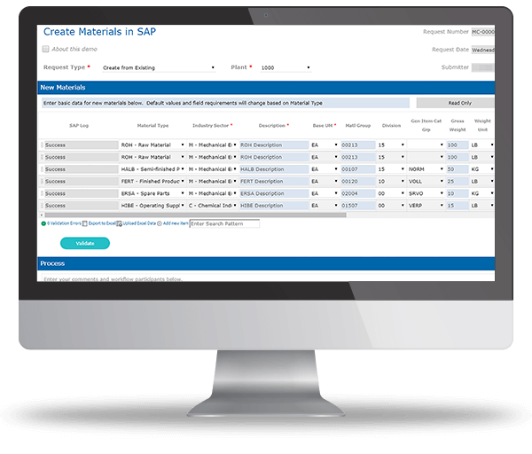 Create materials in SAP