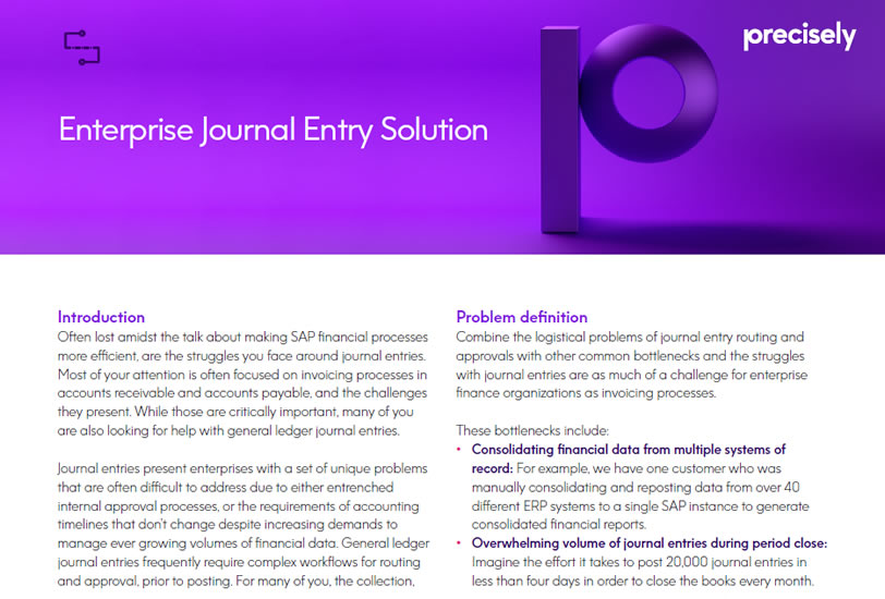 Enterprise Journal Entry Solution