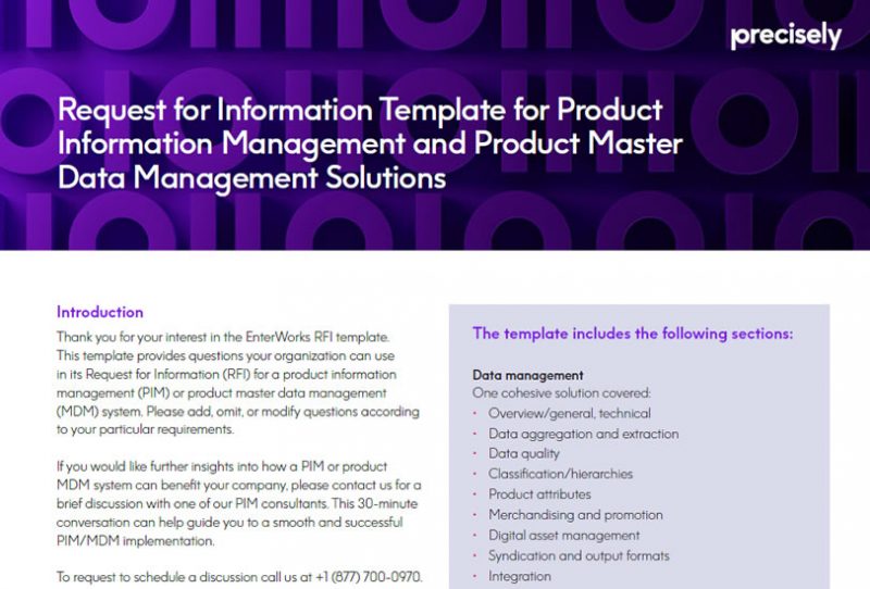 Request for Information Template for Product Information Management Request for Information Template for Product Information Management