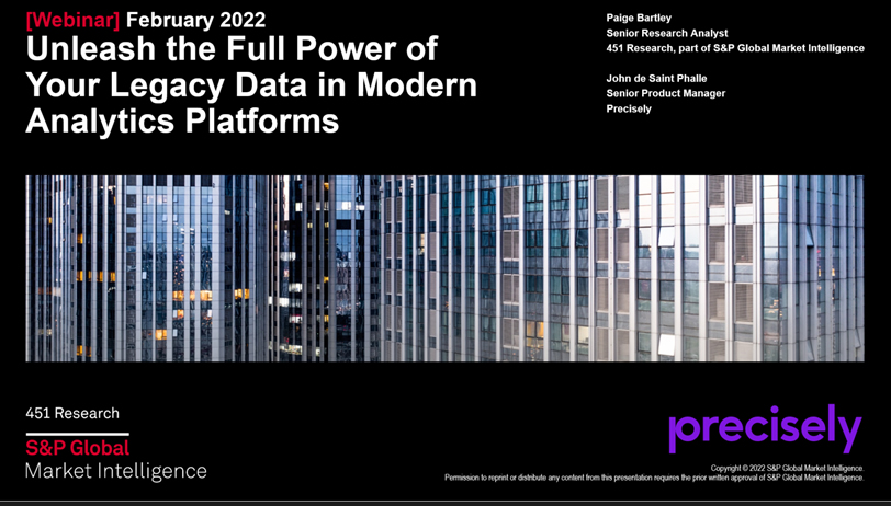 Unleash the Full Power of Your Legacy Data in Modern Analytics Platforms Unleash the Full Power of Your Legacy Data in Modern Analytics Platforms