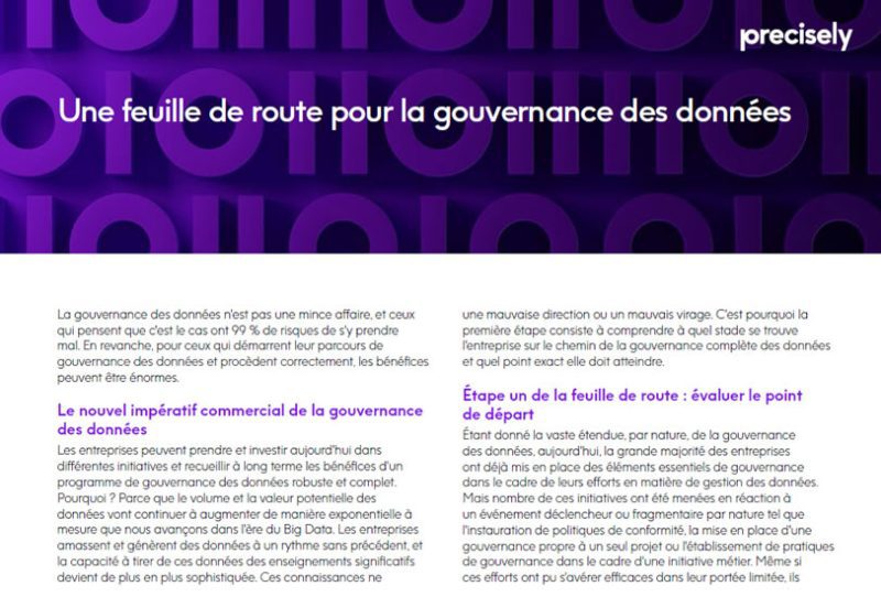 Une feuille de route pour la gouvernance des données Une feuille de route pour la gouvernance des données