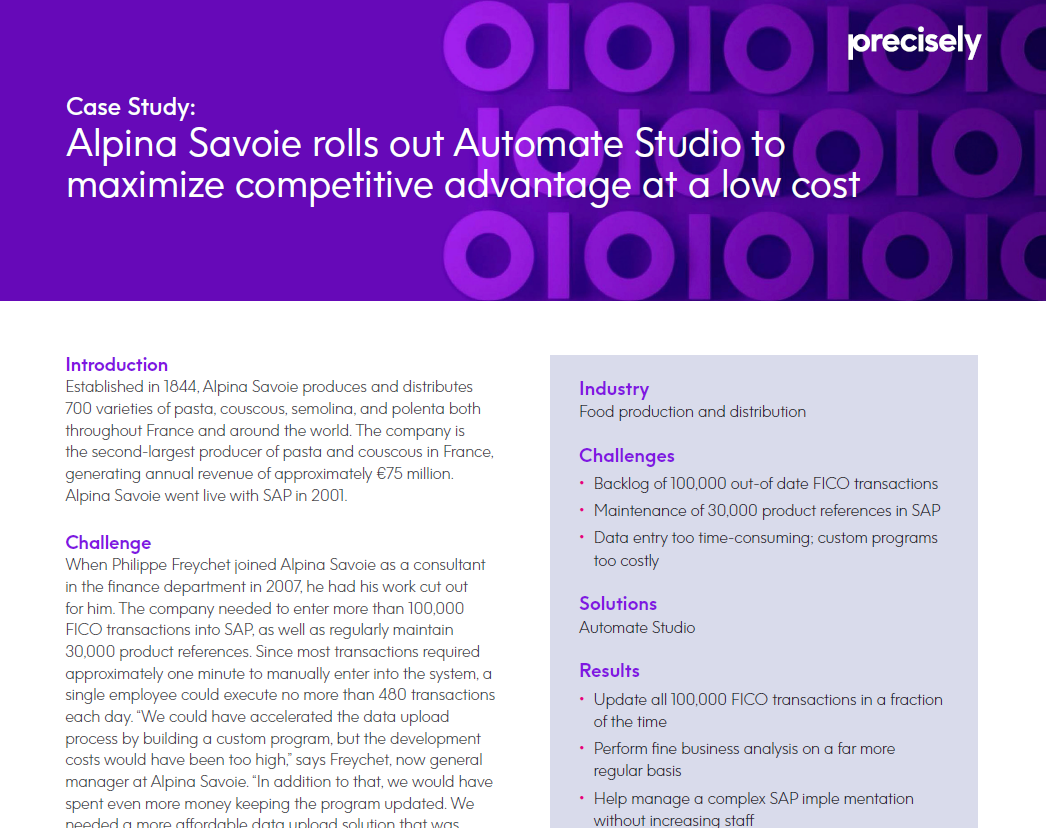 Alpina Savoie Rolls Out Automate Studio to Maximize Competitive Advantage at a Low Cost