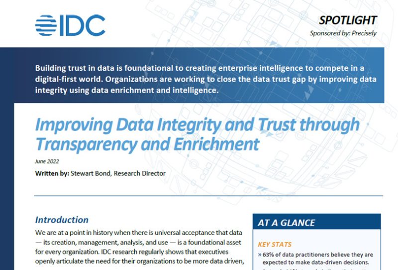 Improving data integrity and trust through transparency and enrichment Improving data integrity and trust through transparency and enrichment