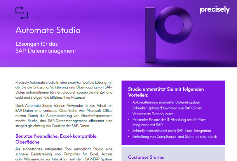 Precisely Automate Studio: Perfektes SAP Datenmanagement