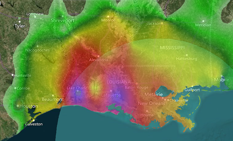 Vitesse du vent pendant un ouragan