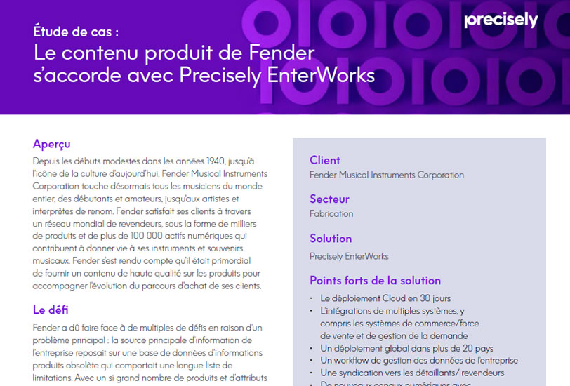 Le contenu produit de Fender s’accorde avec Precisely EnterWorks