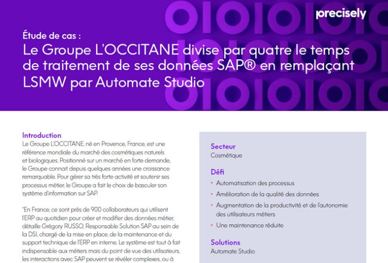 Le Groupe L'OCCITANE remplace LSMW par Automate Studio
